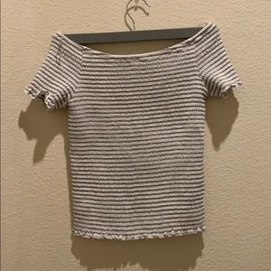 Kids SIZE 10/12 Striped Shirt Off Shoulder